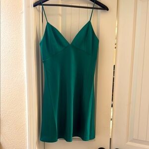 Alice and Olivia Julietta mini slip dresss in Emerald.